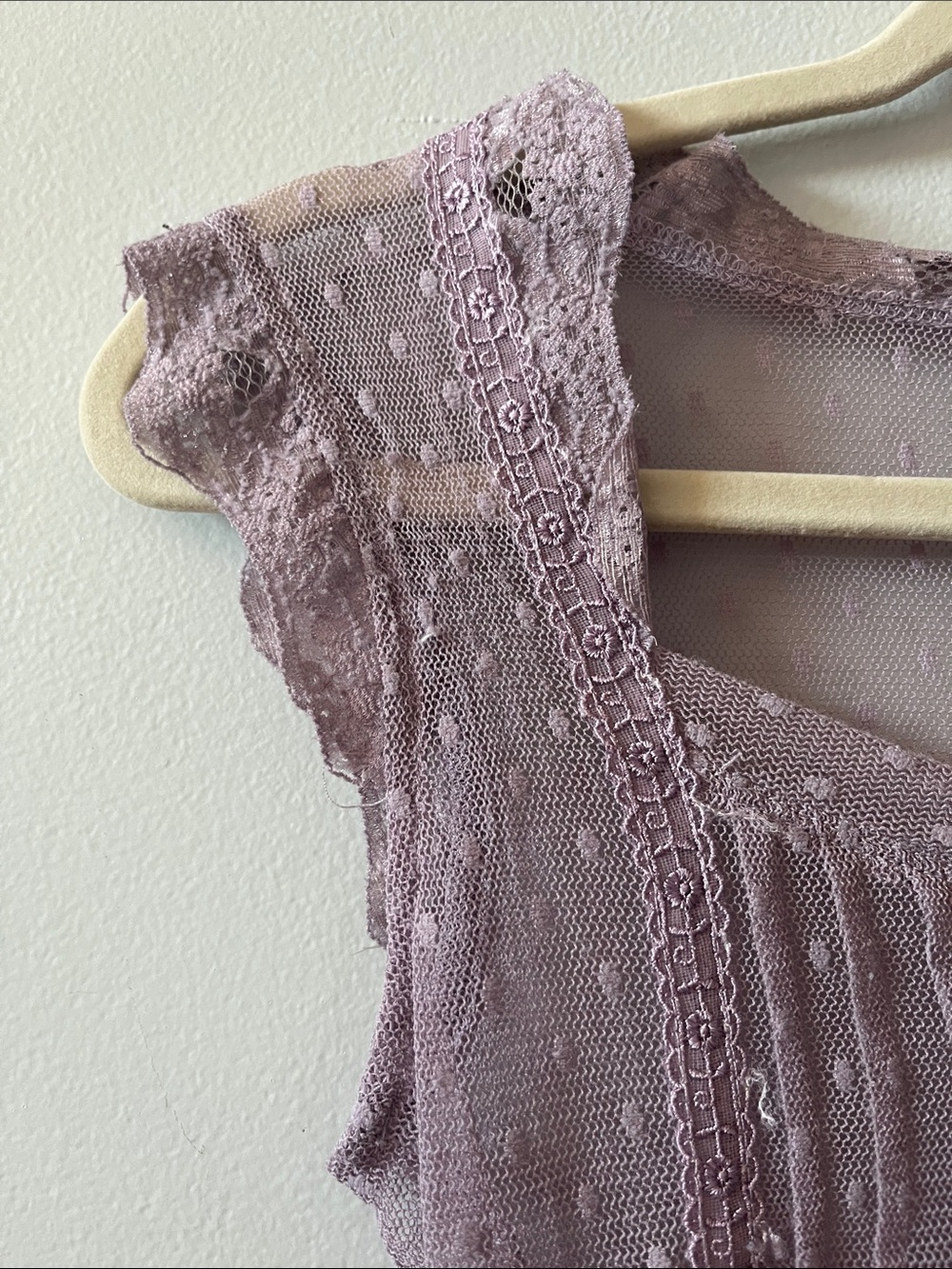 Free people vintage sheer mesh polka dot pleated button up back square neck top - Picture 4 of 5
